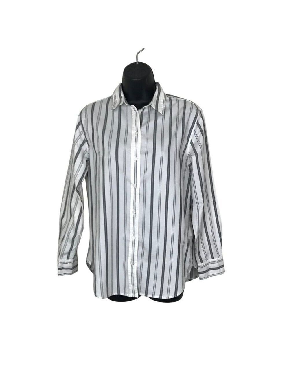 Everlane Grey Pin Striped 100% Cotton Button Down Shirt Size 4